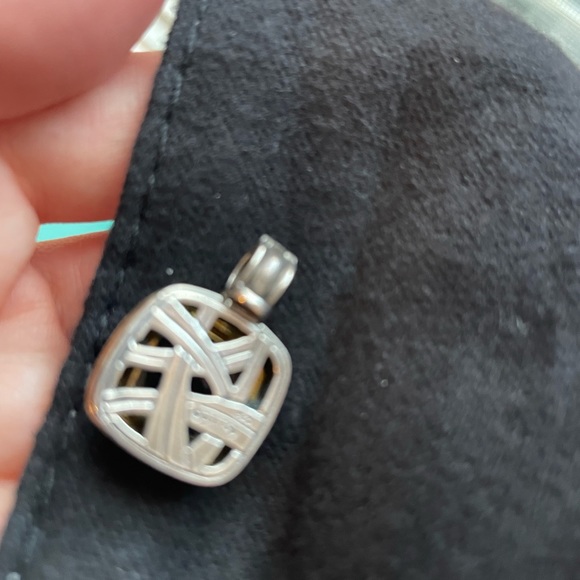 David Yurman 20mm Black Onyx Enhancer Pendant Sterling Silver 18k Gold - Picture 9 of 13